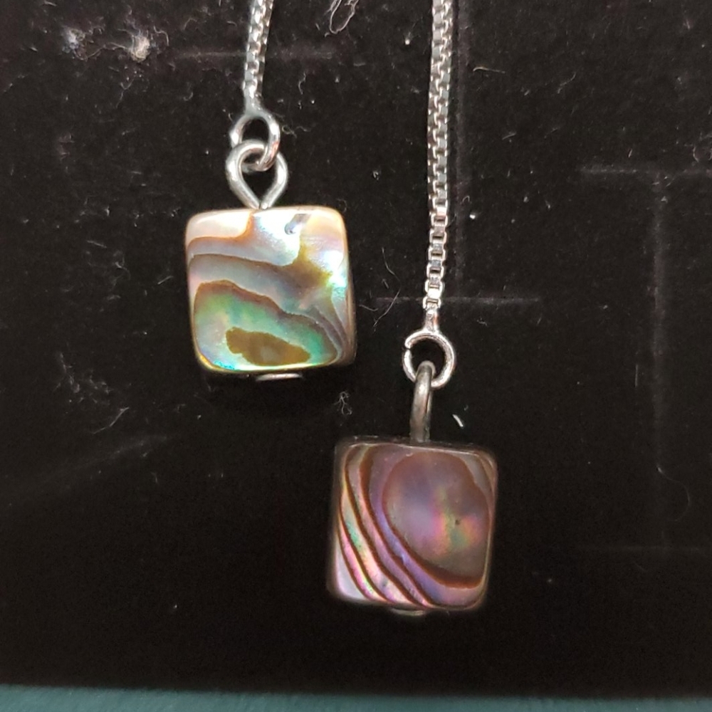 New Square Abalone Shell Dangle Drop Earrings - image 2